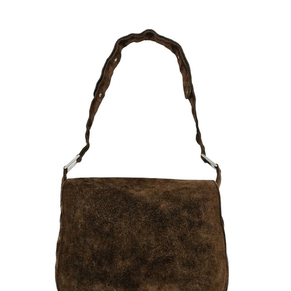 Vintage Bottega Veneta brown suede Sholder  bag Flap Magnetic Closure Minimalist - Picture 4 of 14